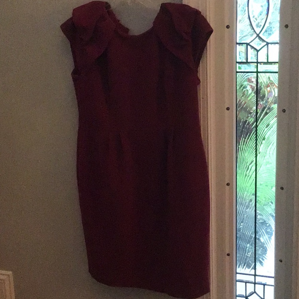 Zip back classy dress with slit. Sleeves stunning